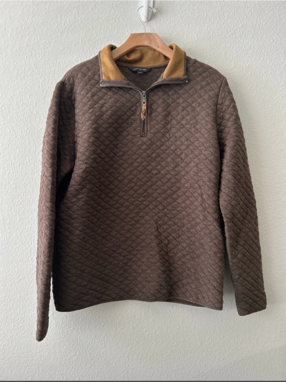 Banana Republic Quilted Half-Zip Sweater Pullover - Brown